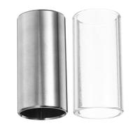 LOLIPPYY 2 Pièces Slide Guitare Medium Bottleneck Verre Transparent et Acier Inoxydable Argenté Accessoires Durables pour Guitare Professionnelle avec Sustain et Intonation Claire