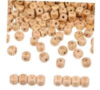 LOLIPPYY 260 Pièces Perles Alphabet Carrées Lettres Cube Naturel pour Bricolage Bijoux Colliers Bracelets DIY Perles pour Artisanat Garçon Fille