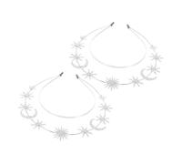 LOLIPPYY 2pièces Bandeau Double Couche Métal Avec Éléments Étoile à Six Pointes Et Lune Accessoires De Cheveux Pour Fêtes Mariages Et Scènes