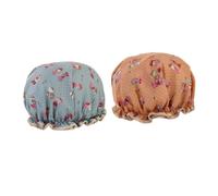 LOLIPPYY 2pièces Bonnet De Élastique Double Couche Étanche Motif Cartoon De Caps Pour Femmes Bleu Et Rose