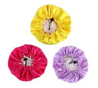 LOLIPPYY 3 pièces Bonnet de Nuit Garçon Fille Ajustable Satin Double Couche Élastique pour Protéger Cheveux Confortable et Léger Couleurs Jaune Rose Adapté Ans