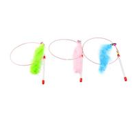 LOLIPPYY 3 pièces Jeux Interactifs pour Chats avec Fil Acier et Plumes Colorées Jouets Attrayants pour Chatons Poignée Plastique Antidérapante pour Renforcer Le Lien et Couleur Aléatoire