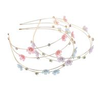 LOLIPPYY 3 pièces Lot de Bandeaux Strass à Double Rangée Floral pour Femmes Serre-têtes Légers Résine et Métal Décorations Cheveux Brillantes pour Mariage Fêtes et Usage Quotidien