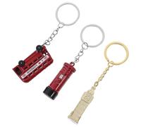 LOLIPPYY 3 pièces Set de Porte-clés Londres Souvenirs Alliage de Zinc Modèles Bus à Deux Big Ben et Boîte Aux Lettres Cadeaux Unisexes avec Design Britannique Classique