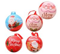 LOLIPPYY 4 Pièces Boîte à Bonbons Suspendue Corde Boule de Noël en Fer Ronde Rubans pour Décoration de Sapin de Noël et Rangement de Bonbons Chocolat et Petits Objets Présent