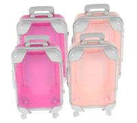 LOLIPPYY 4 pièces Boîte Rangement Cosmétique Mini Valise Rigide Portable pour Faux Cils et Maquillage Voyage Compact et Résistant Rose