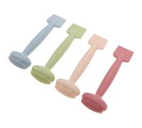 LOLIPPYY 4 pièces Brosse Masque Silicone Double Tête Ergonomique pour Visage Silicone Doux Application et Nettoyage Visage Couleurs Matcha Crème Rose Bleu