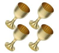 LOLIPPYY 4 pièces Calice Vintage Laiton Doré Gobelet Rétro Décoratif à Pied Haut Tasse de Communion Élégante pour Vin et Spiritueux Goblets pour Décoration et Usage Cérémonial