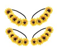 LOLIPPYY 4 Pièces Couronne de Fleurs Tournesol Artificiel Bandeau Élastique Ajustable pour Mariage Fête Noël et Halloween Accessoires Cheveux Durables et Polyvalents