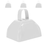 LOLIPPYY 4 Pièces Lot de 4 Cloches à Vache Métal 7,5 CM Blanches Poignée - Cloche de Sport Bruyante pour Matchs de Football, Événements Sportifs et Fêtes - Instrument de Percussion Portable