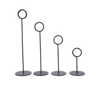 LOLIPPYY 4 Pièces Lot de 4 Porte-Cartes de Numéro de Table en Acier Inoxydable Noir, Bases Rondes de 10cm, 15cm, 20cm et 23cm, Supports Polyvalents pour Mariage, Banquet et Décoration de