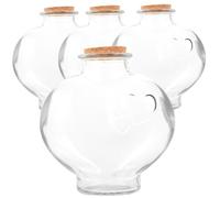 LOLIPPYY 4 pièces Lot de Fioles Verre à Large Ouverture avec Bouchon Liège Bouteilles à Sorts Forme de Cœur Pêche pour DIY Décoration Mariage et Souvenirs