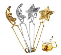 LOLIPPYY 4 Pièces Lot de Passoires à Thé Étoile et Lune Infuseur à Thé Boule Long Manche Filtre à Lâches pour Maison Bureau Hôtel Accessoire Pratique et Décoratif