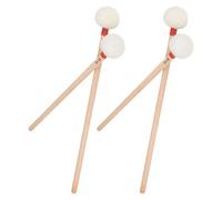 LOLIPPYY 4 Pièces Maillets Percussion Feutre Blanc Manche Bois Rouge Baguettes Timbales Orchestrales pour Orchestre Scolaire