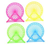 LOLIPPYY 4 pièces Roue Exercice pour Hamster Antidérapante Silencieuse Résistant pour Petits Animaux Lot de Couleurs Assorties Bleu Jaune Rose Vert