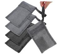 LOLIPPYY 4 pièces Sac Filet à Savon Exfoliant Pochette de Rangement Douce et Résistante pour Savon Corporel Maille Fine pour Mousse Abondante Facile à Nettoyer et Utiliser Gris et Noir Lot