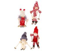 LOLIPPYY 4 Pièces Set de Ornements Poupées de Ski Décorations de Noël pour Table Bureau Accessoires Festifs Vintage et Suspendus pour Ambiance Hivernale