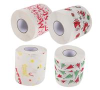 LOLIPPYY 4 Rouleaux Papier Toilette Noël Double Épaisseur Imprimés Festifs Sapin Lettres Cadeau Original Fête Salle de Bain Décor Humoristique