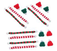 LOLIPPYY 48 Pièces Mini Knit Hat and Xmas Scarf Set Tiny Santa Hats with Mini Snowman Scarf for DIY Christmas Tree Ornaments and Wine Bottle Decorations