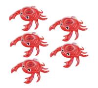 LOLIPPYY 5 Pièces Porte Gobelets Gonflables Forme Crabe Pailleté Lot de Supports Flottants Réutilisables pour Boissons Piscine et