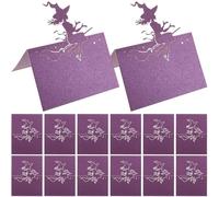 LOLIPPYY 50 Cartes Marque-Place Pliables Thème Halloween Sorcière en Papier Doux 9X5 CM pour Mariage Fête Réception Décor Table Numéros de Table Nom Invités