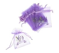 LOLIPPYY 50 pièces Lot de Pochettes Organza Lavande Légères avec Cordon Sacs Respirants pour Sachets Parfumés Rangement Fleurs Séchées Mariage et Fête