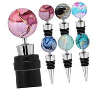 LOLIPPYY 6 pièces Bouchons de Bouteille de Vin Alliage et Cristal Bouchon Étanche Conique Multi-usage pour Vin Cadeau Élégant pour Bar Mariage