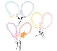 LOLIPPYY 6 Pièces Bracelet Téléphone avec Perles Lanière Main Antiperte Décorative Fleur Colorée pour Clés et Accessoires Strap Charm Élégant pour Femmes