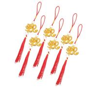 LOLIPPYY 6 Pièces Décoration Suspendue Dragon pour Intérieur Voiture et Mur Ornement Feng Shui Chinois Rouge avec Pompons Accroche an pour Maison Bureau et Commerce