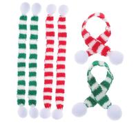 LOLIPPYY 6 Pièces Lot de Écharpes Miniatures de Noël Tricot pour Décoration de Bouteilles de Vin Accessoires DIY Festifs Confortables et Ornements Ours Rouge et Vert