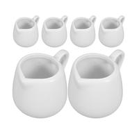 LOLIPPYY 6 Pièces Lot de Mini Pichets à Sauce Porcelaine avec Poignée Crémier Blanc Verseur Précis pour Café Sauces et Salades Compatibles Micro-ondes et Congélateur