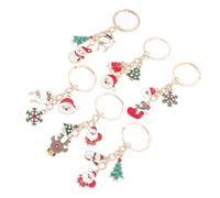 LOLIPPYY 6 Pièces Lot de Porte Clés de Noël Forme de Père Noël Bonhomme Sapin Ornements Suspendus pour et Clé Décoration Festive de Sapin Cadeau et Pratique