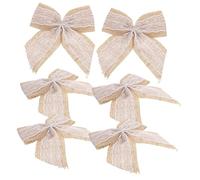 LOLIPPYY 6 Pièces Nœuds Décoratifs Lin avec Dentelle Grands Nœuds Jute pour Cadeau et Décoration DIY Résistants et Faciles à Attacher