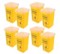 LOLIPPYY 8 Pièces Lot de 8 Conteneurs pour Déchets D’Aiguilles Tatouage, Poubelle Petite pour Objets Tranchants en PP Jaune 15 X 10 CM avec Couvercle Double Ouverture Sécuritaire, Collecte