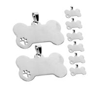 LOLIPPYY 8 pièces Plaques Identité Personnalisées Chien Chat Acier Inoxydable Os avec pour Gravure Étiquettes Identification Légères et Stylées pour Collier Adaptées Promenade et Voyage