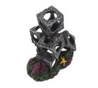 LOLIPPYY Abri pour Aquarium en Résine 5 Cubes Empilables Cachettes pour Crevettes et Cichlidés Décor sous-Marin pour Poissons Timides et Reproduction Naturelle, Accessoire Décoratif pour