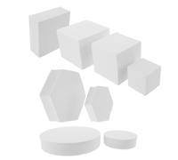 LOLIPPYY Accessoires de Pose Photo Géométriques en Mousse Blanche 8 Pièces pour Studio Photo Décoration Intérieur Minimaliste Cubes et Cylindres Stéréo pour Photographe Amateur