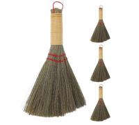LOLIPPYY Balai de Table Artisanal en Paille Naturelle Petite Taille, Lot de 4 Balais Traditionnels Doux pour Intérieur, Balayeuse Légère pour Bureau, Canapé et Nettoyage Quotidien