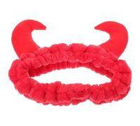 LOLIPPYY Bandeau Cornes de Diable Rouge en Peluche Douce Serrage-Tête pour Se Laver le Visage Bandeau Spa Femme Confortable et Pratique Accessoires Esthétiques pour Soins du Visage