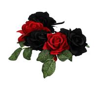 LOLIPPYY Bandeau Fleur Rose Rouge et Noir pour Cheveux Accessoire Floral Élégant pour Halloween Cosplay et Fêtes Décoration Féminine Adaptée à Toutes Occasions