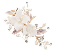 LOLIPPYY Barrette De Mariage Fleurs Céramique Blanche Avec Perles Et Accessoire Élégant Pour Nouvelles Mariées Et Séances Photo