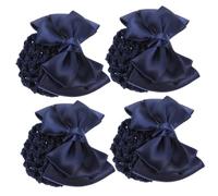 LOLIPPYY Barrette Filet à Cheveux pour Femmes Infirmières Effet Décoratif Élégant Lot de 4 Pièces en Tissu Oxford Bleu et Métal pour Occasions Formelles et Décontractées