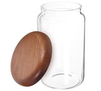 LOLIPPYY Bocal Verre Hermétique avec Couvercle Bois Étanche pour Cuisine Conteneur Transparent pour Stockage Alimentaire Pot de Conservation Verre avec Joint Étanchéité