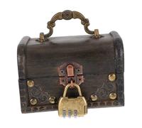 LOLIPPYY Boîte à Bijoux Bois Vintage avec Serrure à Combinaison Coffre Au Trésor Portable pour Souvenirs Accessoires et Escape Game Design Rétro Compact avec Poignée de Transport
