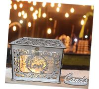 LOLIPPYY Boîte à Cartes D’Anniversaire en Bois Creux Ajouré Contenant pour Cartes de Vœux et Enveloppes Décoration Mariage et Fête Urne sans Lumière Capacité Moyenne Porte-Cartes