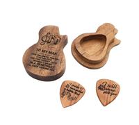 LOLIPPYY Boîte à Médiators Bois Forme de Guitare Coffret de Rangement avec Médiators pour Joueurs de Guitare Basse et Ukulélé