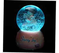 LOLIPPYY Boîte à Musique Boule De Cristal Licorne 8 Cm Lampe LED Sphère Lumineuse Décorative Cristal Cristallicorn Lumineux Chambre Bureau Présent sans Pile