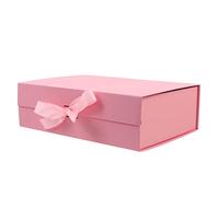 LOLIPPYY Boîte Cadeau Carton Rose avec Nœud Élégant Coffret Chic avec Couvercle pour Mariage Anniversaire et Fêtes