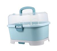 LOLIPPYY Boîte de Rangement Biberons Large Taille pour Bébé, Étui Portable en Pp Résistant, Couleur Bleu Océan, Égouttoir Amovible, pour Organisation et Séchage en Crèche ou Maison,