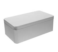 LOLIPPYY Boîte Rectangulaire en Fer Blanc avec Couvercle Petite Boîte Décorative de Bureau pour Rangement de Thé Bonbons et Accessoires Coffret de Stockage Argenté 1 Pièce